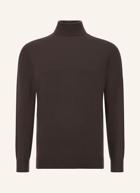 BOGGI MILANO Rollkragenpullover DUNKELBRAUN
