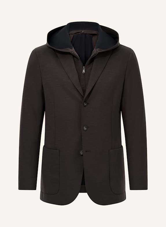 BOGGI MILANO Madison Sweatshirt Jacket in a Wool Blend BRAUN