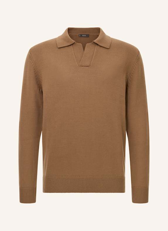 BOGGI MILANO Strick-Poloshirt BRAUN