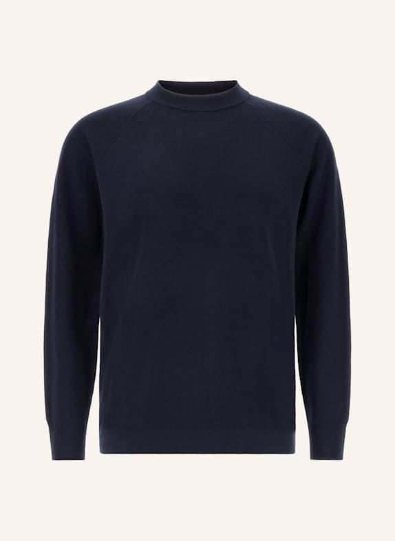 BOGGI MILANO Crew Neck Jumper in Superfine Wool BLAU