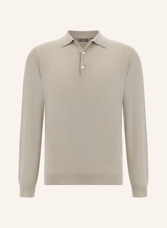 BOGGI MILANO Knitted Merino Polo Shirt BRAUN