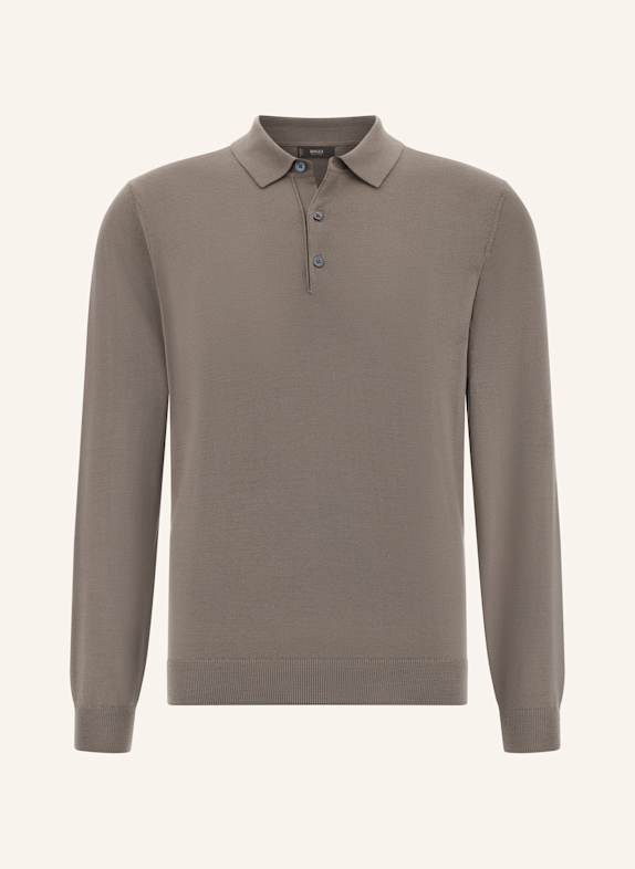 BOGGI MILANO Knitted Merino Polo Shirt BEIGE