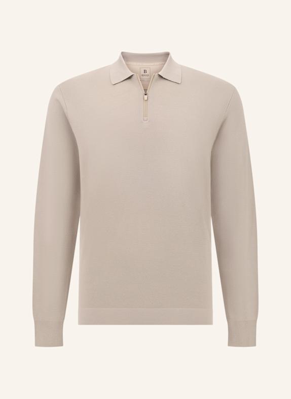BOGGI MILANO Knitted Polo Shirt in Superfine Merino Wool BRAUN