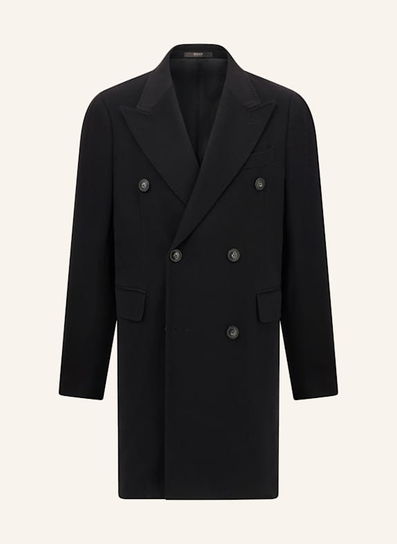 BOGGI MILANO Double-Breasted Coat in Pure Cashmere. SCHWARZ