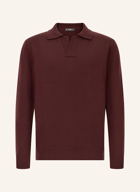 BOGGI MILANO Strick-Poloshirt ROT