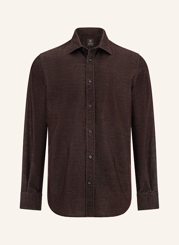 BOGGI MILANO Cordhemd Regular Fit DUNKELBRAUN