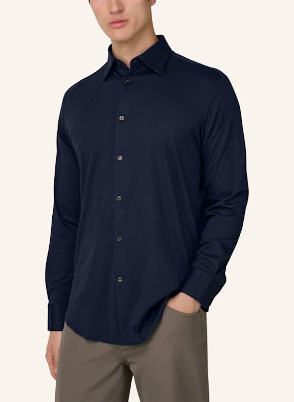 BOGGI MILANO Jerseyoverhemd met normale pasvorm BLAUW