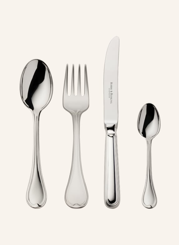 ROBBE & BERKING 4-tlg. Kinderbesteck Classic-Faden (150g versilbert) SILBER