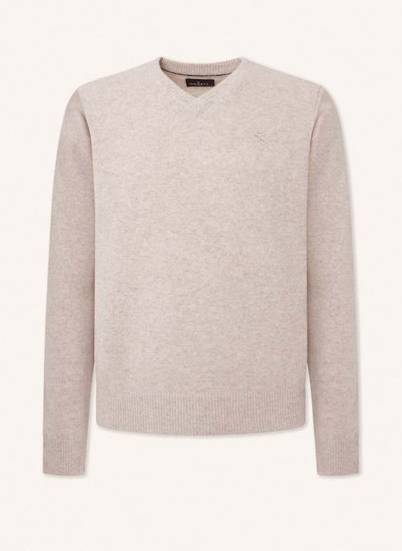 HACKETT LONDON Pullover LAMBSWOOL V NECK WEISS