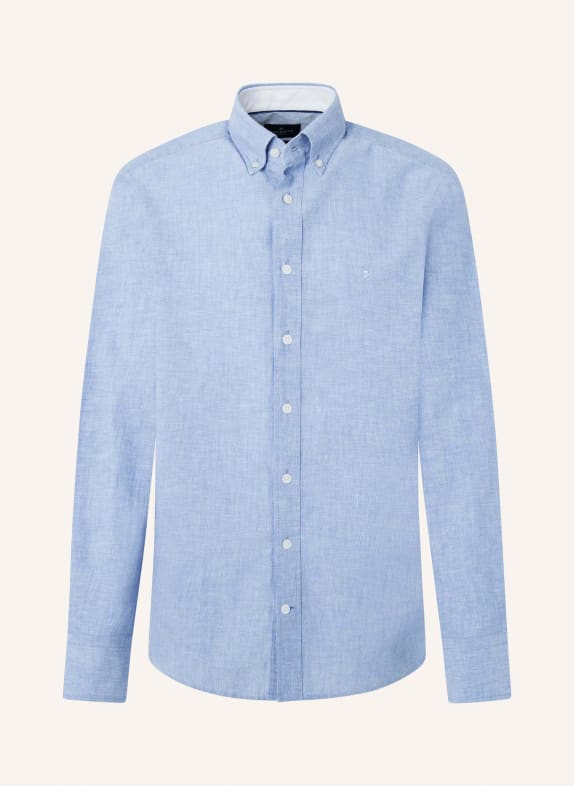 HACKETT LONDON Freizeithemd TEXTURED LINEN TRIM HELLBLAU