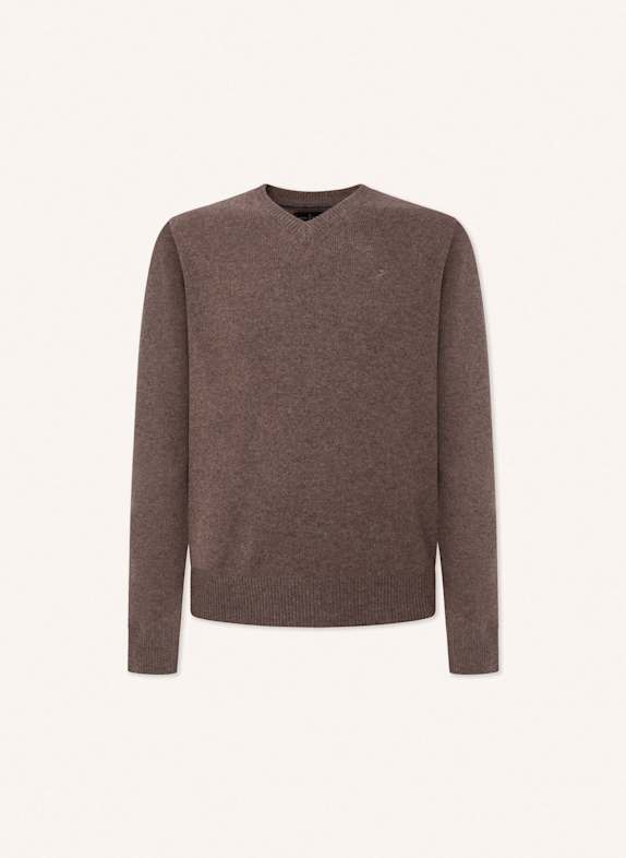 HACKETT LONDON Sweatshirt LAMBSWOOL V NECK BEIGE