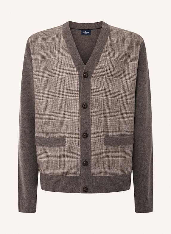 HACKETT LONDON Strickjacken Cardigan GLEN CHECK CARDI HYB TAUPE/ HELLBRAUN