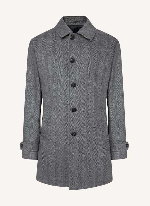 HACKETT LONDON Stehkragenmantel WL CASH HBONE COAT DUNKELGRAU