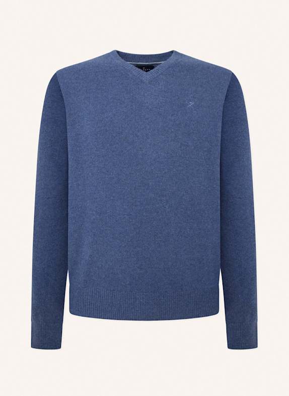 HACKETT LONDON Pullover LAMBSWOOL V NECK BLAU