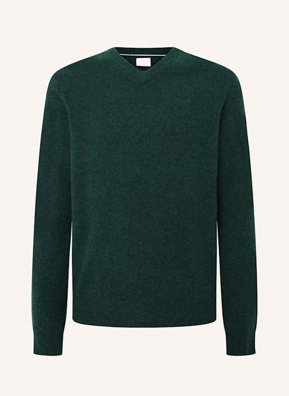 HACKETT LONDON Sweatshirt LAMBSWOOL V NECK DUNKELGRÜN