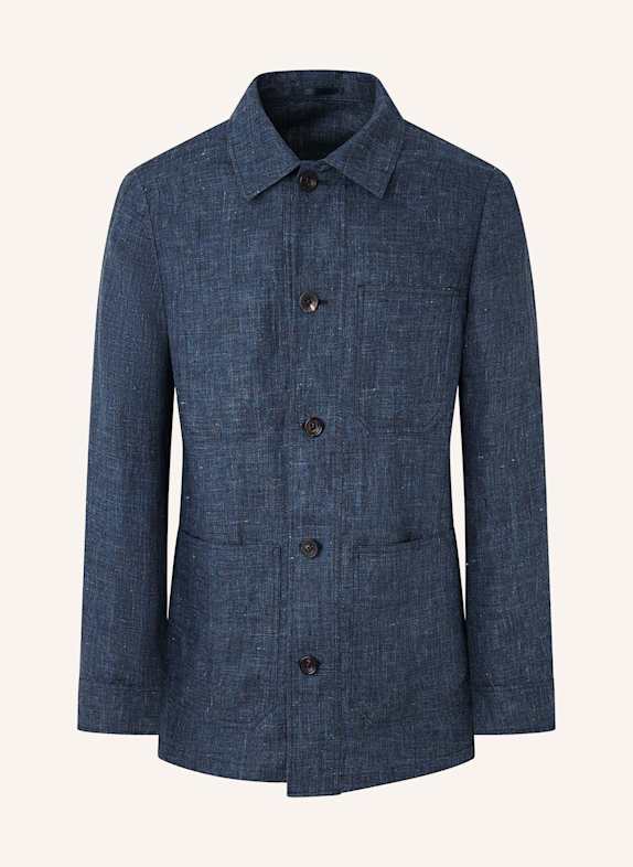 HACKETT LONDON Sweatjacke LINEN CHORE JACKET BLAU