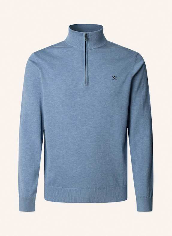 HACKETT LONDON Pullover COTTON SILK HZIP BLAU