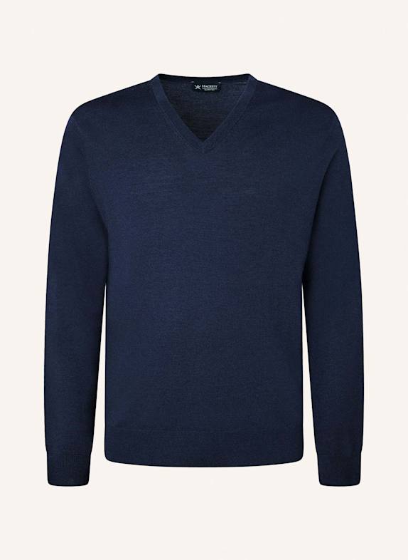 HACKETT LONDON Pullover GMD MERINO SILK V NCK DUNKELBLAU