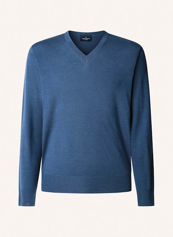 HACKETT LONDON Pullover GMD MERINO SILK VNECK DUNKELBLAU