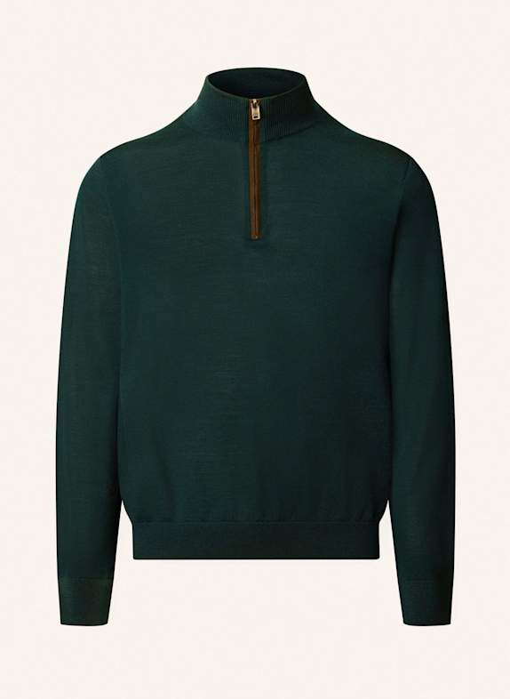 HACKETT LONDON Pullover MERINO SILK HZIP DUNKELGRÜN