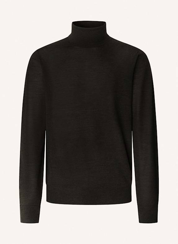 HACKETT LONDON Pullover MERINO SILK ROLL NECK DUNKELBRAUN