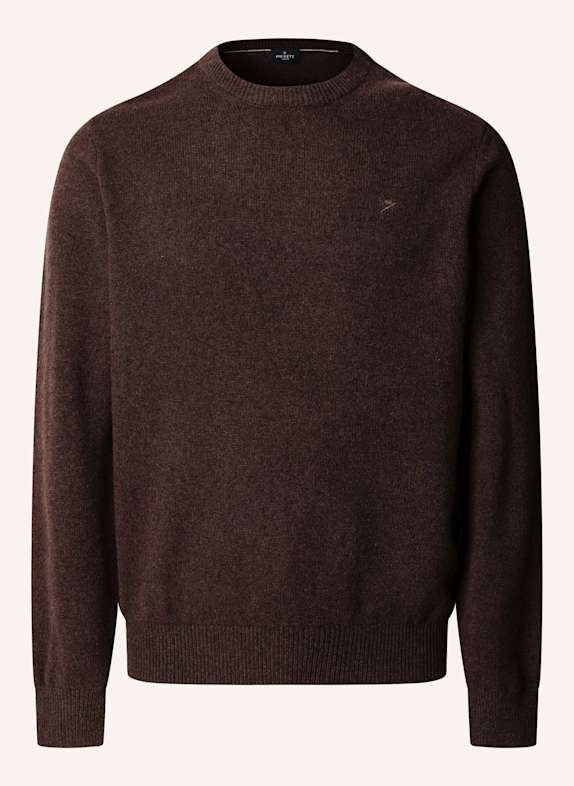 HACKETT LONDON Pullover LAMBSWOOL CREW DUNKELBRAUN