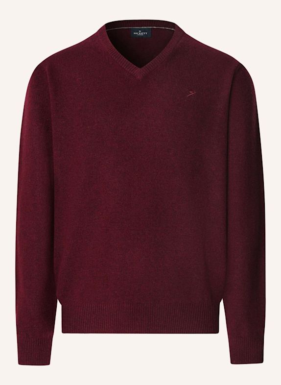HACKETT LONDON Pullover LAMBSWOOL V NECK DUNKELROT