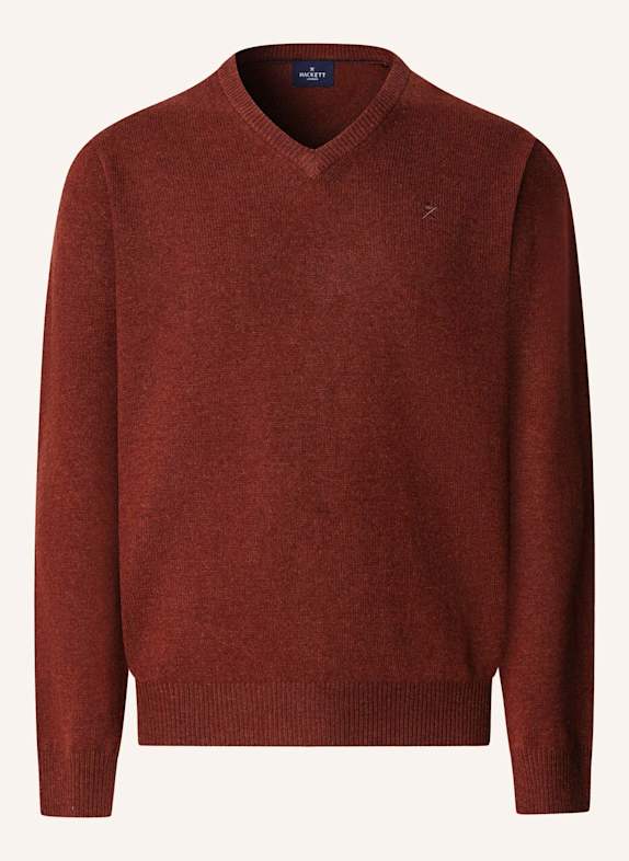 HACKETT LONDON Pullover LAMBSWOOL V NECK COGNAC