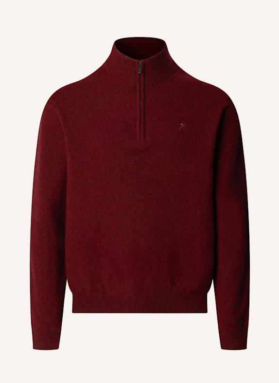 HACKETT LONDON Pullover LAMBSWOOL HZIP DUNKELROT