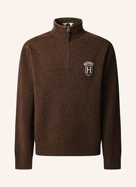 HACKETT LONDON Pullover HERITAGE PEAKS HZIP DUNKELBRAUN