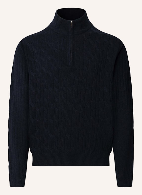 HACKETT LONDON Pullover LAMBSWOOL CABLE HZIP BLAU