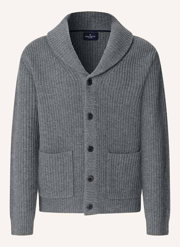 HACKETT LONDON Strickjacken Cardigan RIB SHAWL CARDI GRAU
