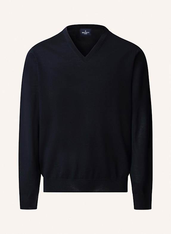 HACKETT LONDON Pullover MERINO SILK V NECK BLAU