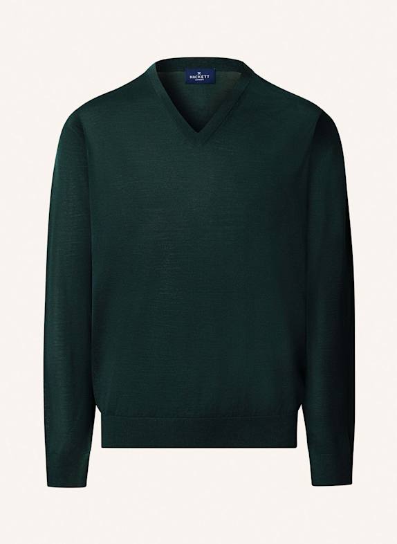 HACKETT LONDON Pullover MERINO SILK V NECK DUNKELGRÜN
