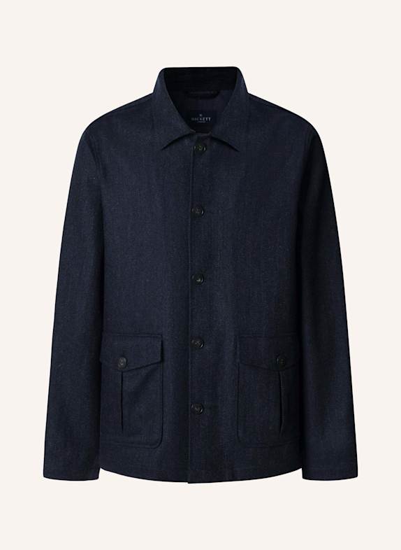 HACKETT LONDON Fieldjacket HBONE FLAN OVERSHIRT DUNKELBLAU