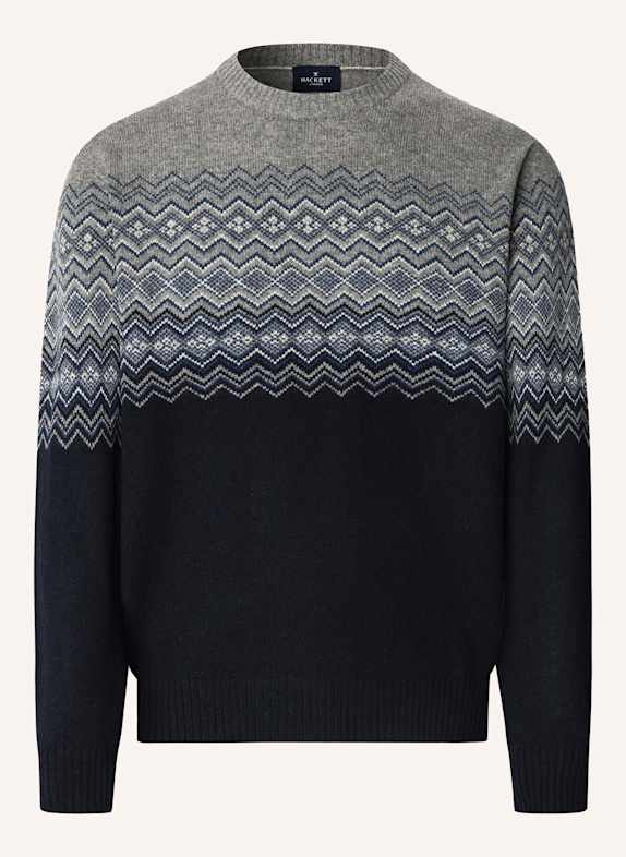 HACKETT LONDON Pullover FAIRISLE CREW BLAU