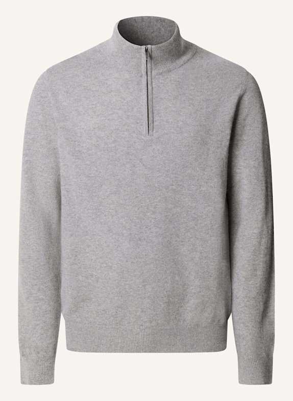 HACKETT LONDON Pullover MERINO CASH MIX HZIP GRAU