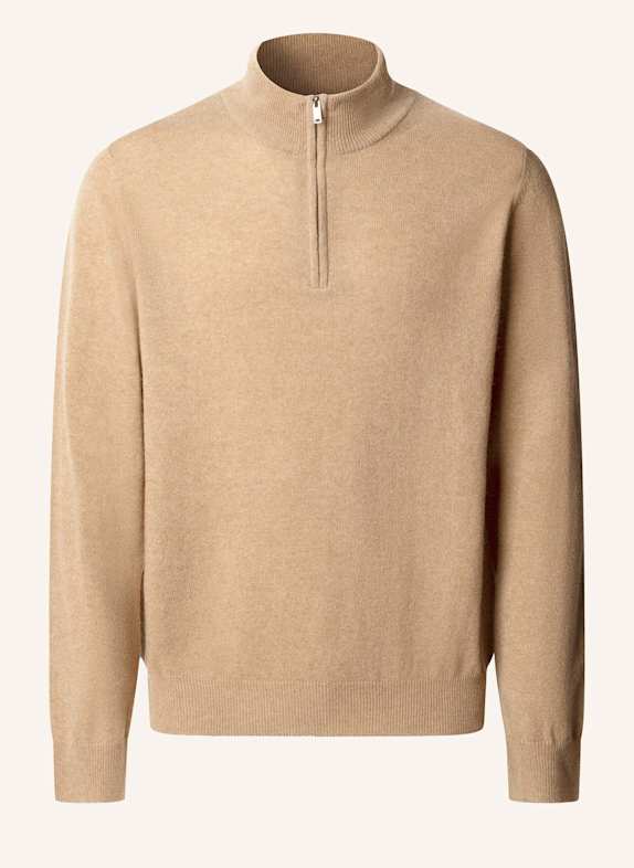 HACKETT LONDON Pullover MERINO CASH MIX HZIP BEIGE