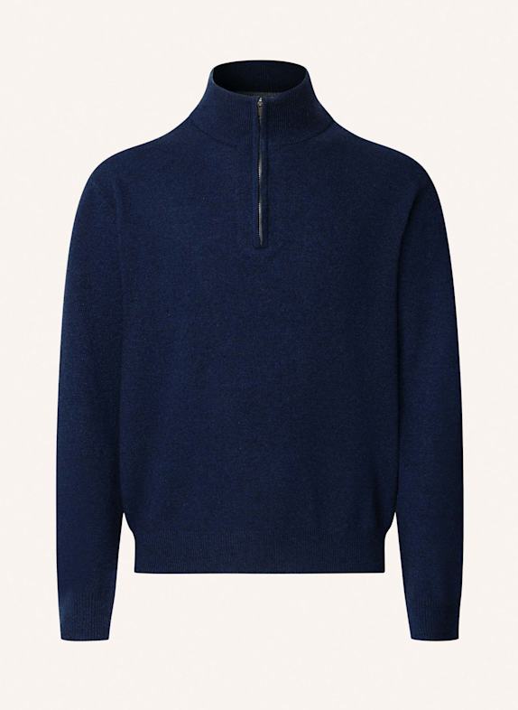HACKETT LONDON Pullover MERINO CASH MIX HZIP DUNKELBLAU