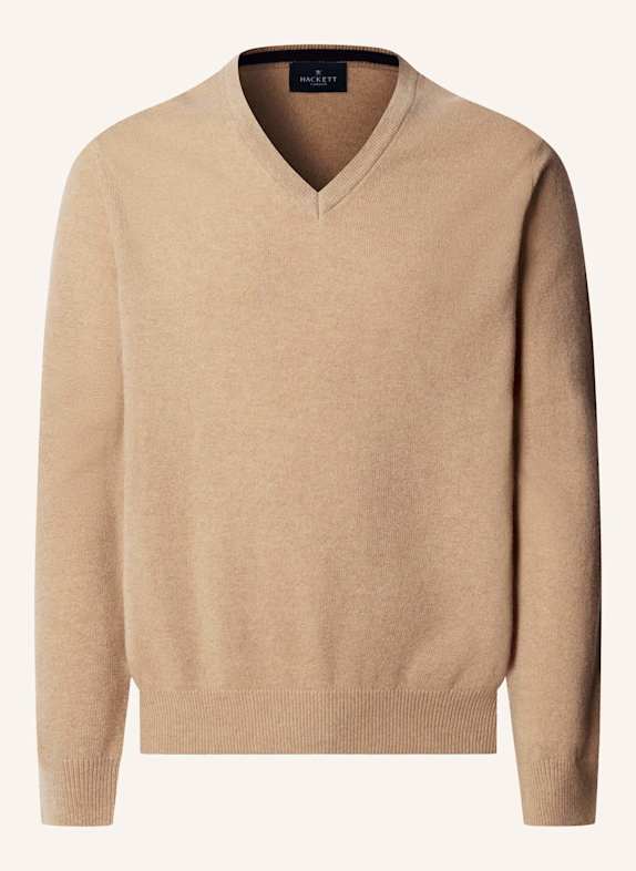 HACKETT LONDON Pullover MERINO CASH MIX V BEIGE