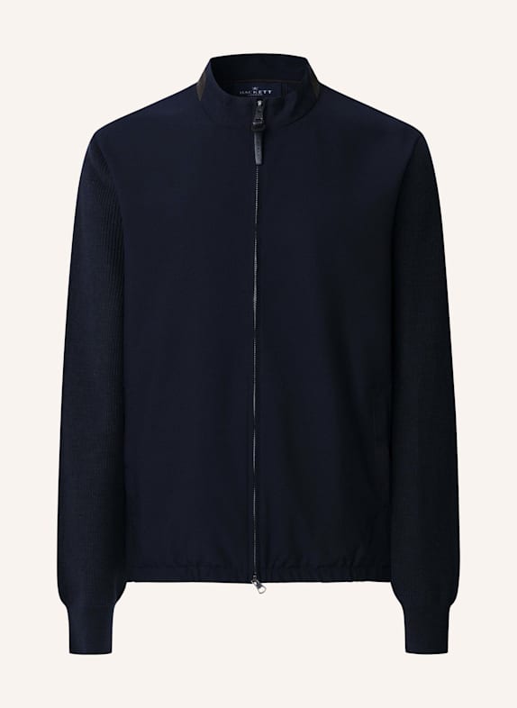 HACKETT LONDON Strickjacken Cardigan NYLON/KNIT FZIP HYB BLAU