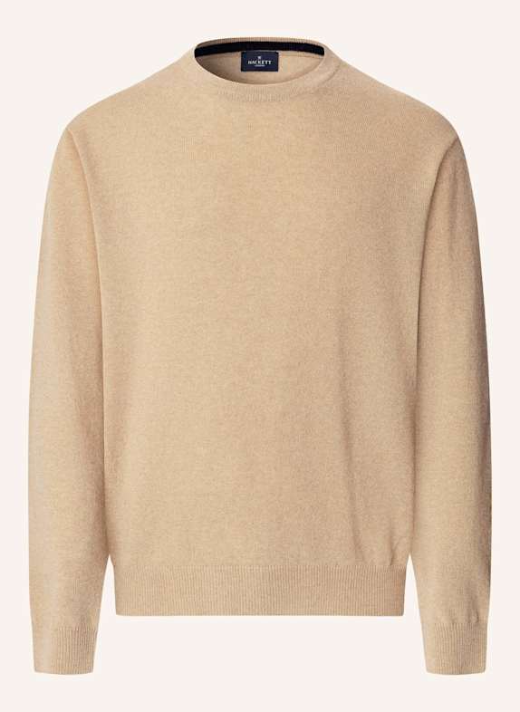 HACKETT LONDON Pullover MERINO CASH MIX CREW BEIGE