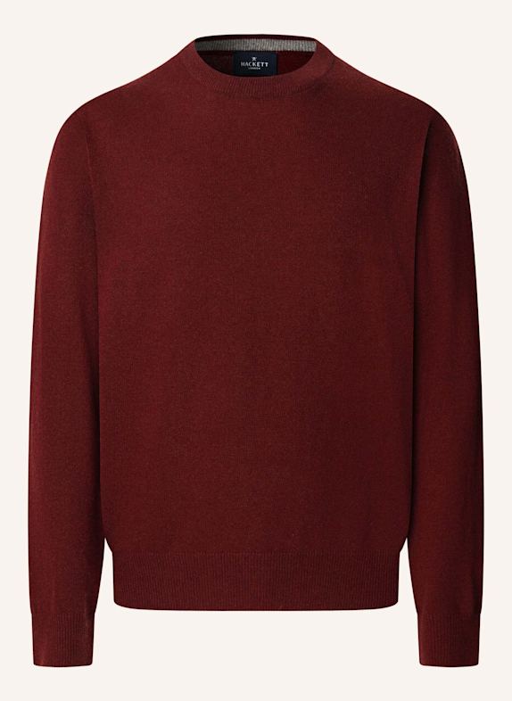 HACKETT LONDON Pullover MERINO CASH MIX CREW DUNKELROT