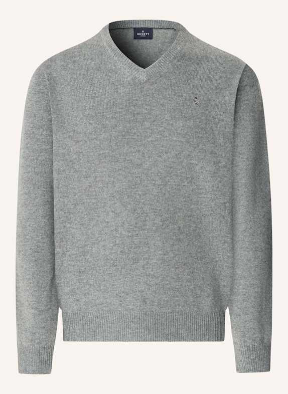 HACKETT LONDON Pullover LAMBSWOOL V NECK GRAU