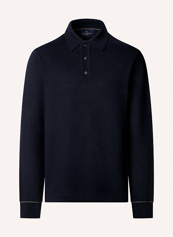 HACKETT LONDON Poloshirt TEXTURED KNIT LS POLO DUNKELBLAU