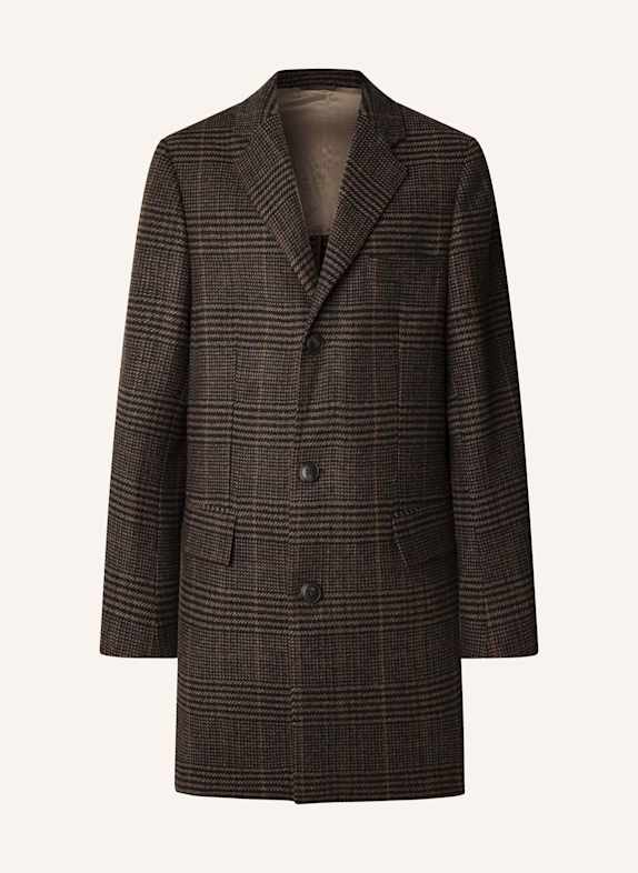 HACKETT LONDON Stehkragenmantel COUNTRY CHECK COAT BRAUN