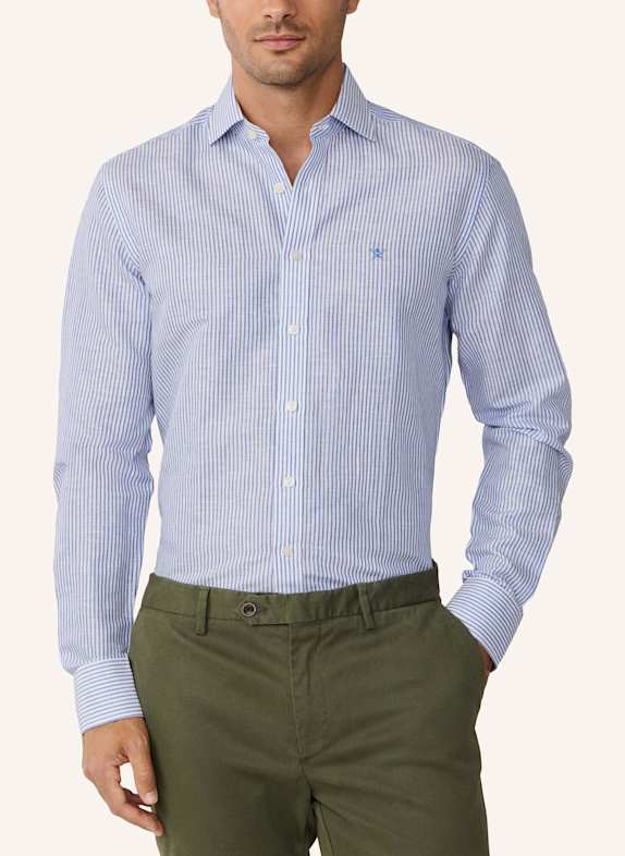 HACKETT LONDON Freizeithemd ESS LINEN BENGAL BLAU