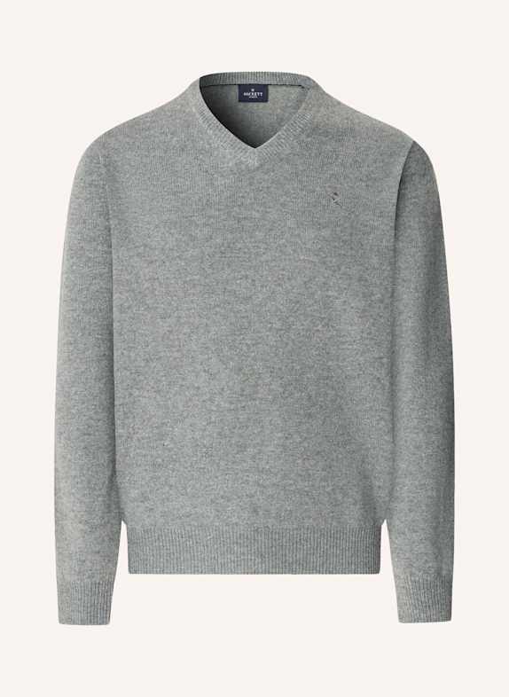 HACKETT LONDON Pullover LAMBSWOOL V NECK GRAU