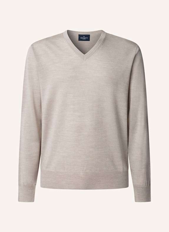 HACKETT LONDON Pullover GMD MERINO SILK VNECK BEIGE