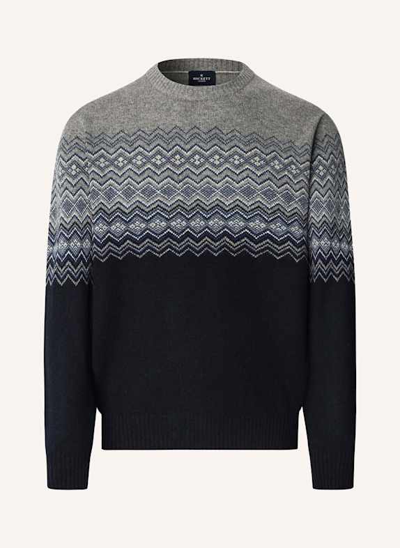 HACKETT LONDON Pullover FAIRISLE CREW BLAU